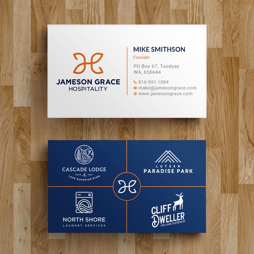 Create a modern and clean business card for a parent company with 4 subsidiaries Design by Roni_