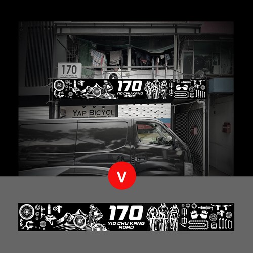 Unique banner for a bicycle shopfront without text Design by dalheners