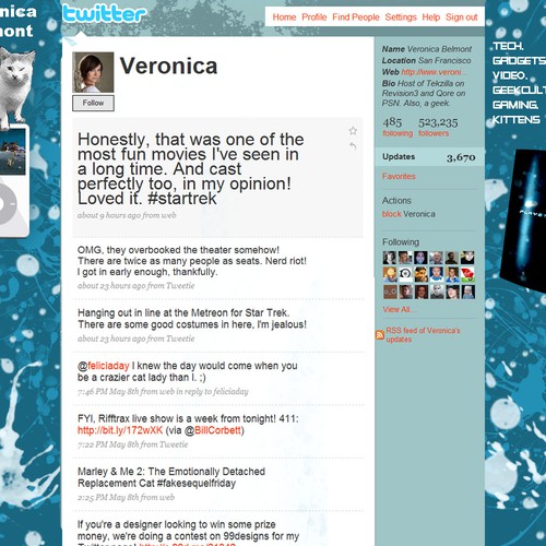 Twitter Background for Veronica Belmont Design por BigE