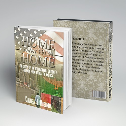 A book cover illustrating the journey of an international student from Africa to America Design by ilyasshoppus