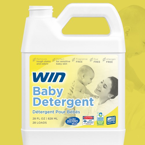 WIN Baby Detergent bottle label Design by Air_designs