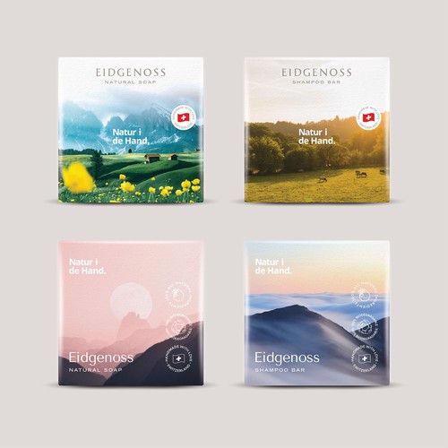 Eye-catching, trendy and environmentally friendly packaging for shampoo bar and natural soap produce Design by AbundanceGraphic