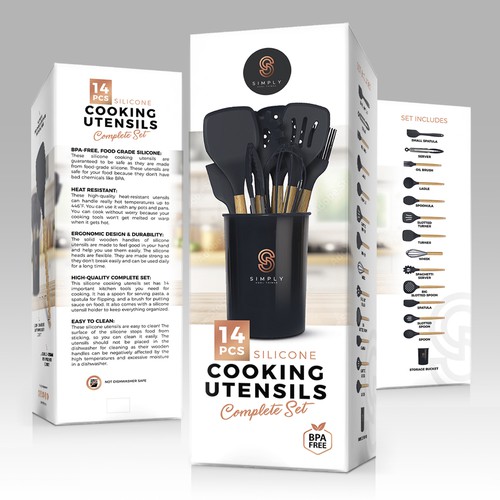 We need the best packaging for our Silicone Cooking Utensils Set Design by tomdesign.org