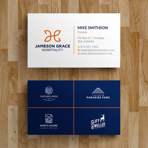 Create a modern and clean business card for a parent company with 4 subsidiaries Design by Roni_