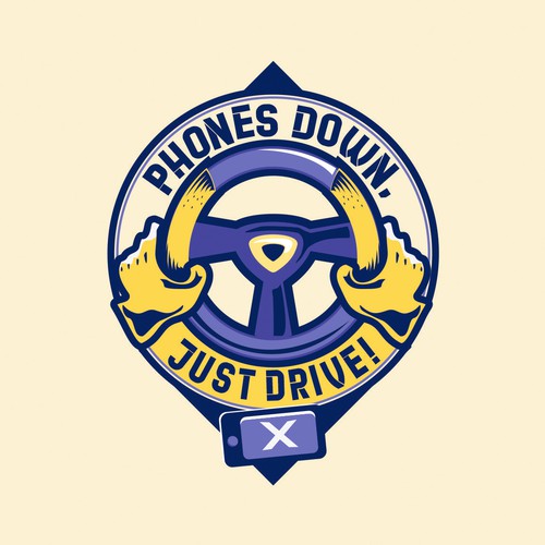 Eye-catching logo for distracted driving campaign Phones Down, Just Drive! Design by bo9art