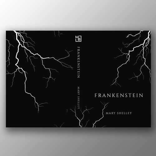 Design a book cover for an unique edition of Frankenstein, fully printed on black paper Design by Brandkore™