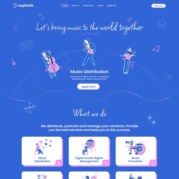 A playful web design for music distribution company