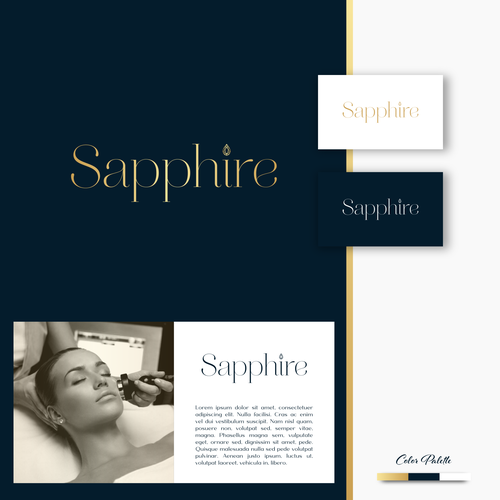 Sophisticated logo for high end medspa incorporate a ‘jewel/gem’ looking image in a tasteful way. Design by Direwolf Design