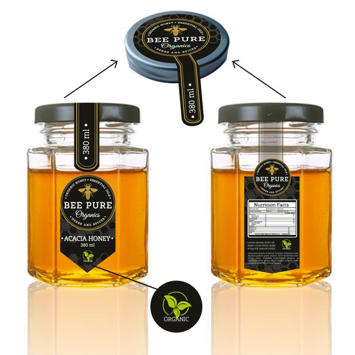 Diseño de Organic Honey Jar Label de Catamejia