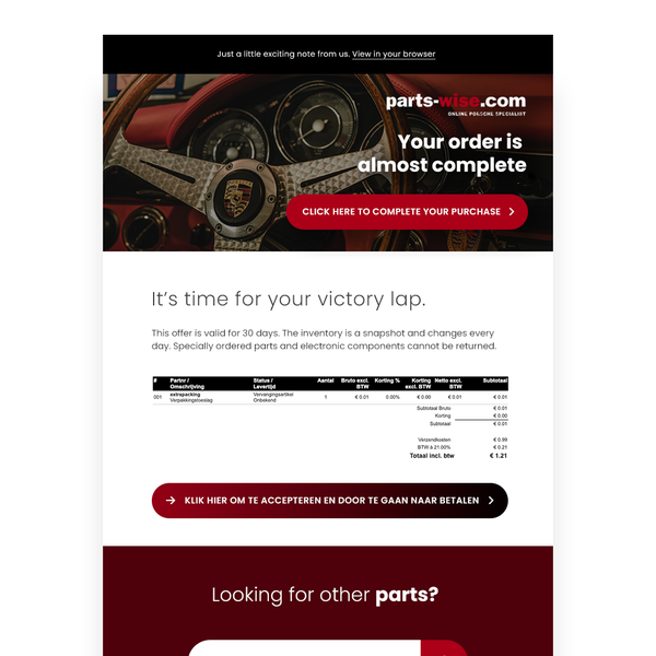 Porsche Parts Email Marketing