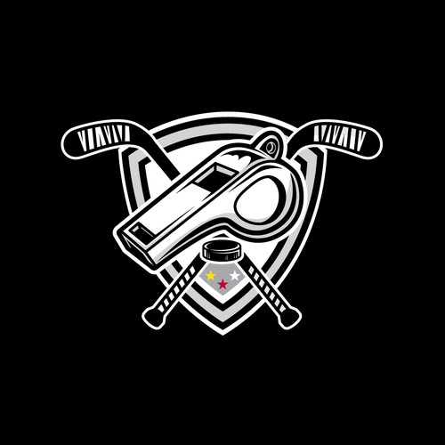 Hockey Referees Logo with whistle and hockeystick Design by BrainstormingDsg