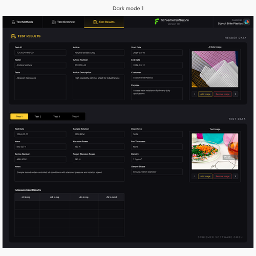 A desktop web UI design for a plastic quality testing software Design by Peninsula Studioz