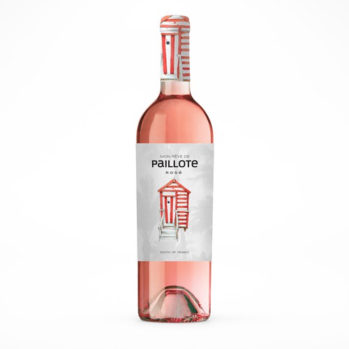 Rosé Wine Label " Mon rêve de Paillote" ("My dream of beach bar") Design by nestorson