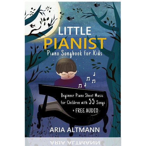 Colourful children's book cover for a piano music book Design by elenor