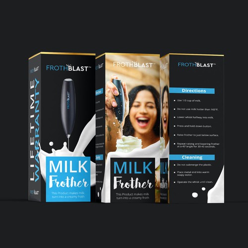 "Design a BOX design for MILK FROTHER  product" Réalisé par Fredrick Balois