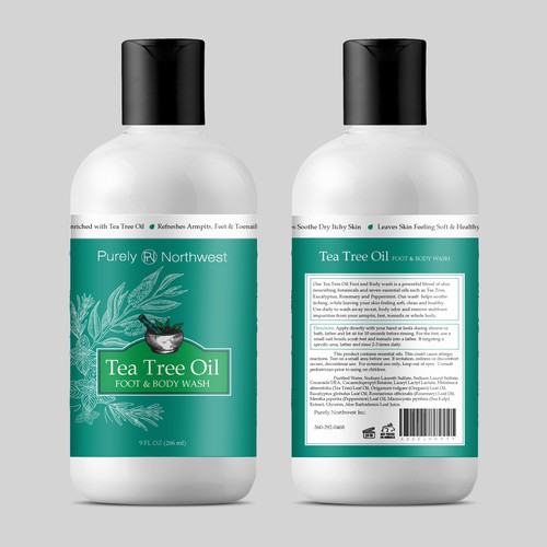 Updated Tea Tree Body Wash Label-ontwerp door Nirmana92