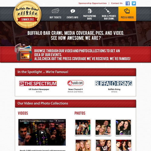 $1,420: New Website for "Bar Crawl" Nightlife Event Company! Design by derpina