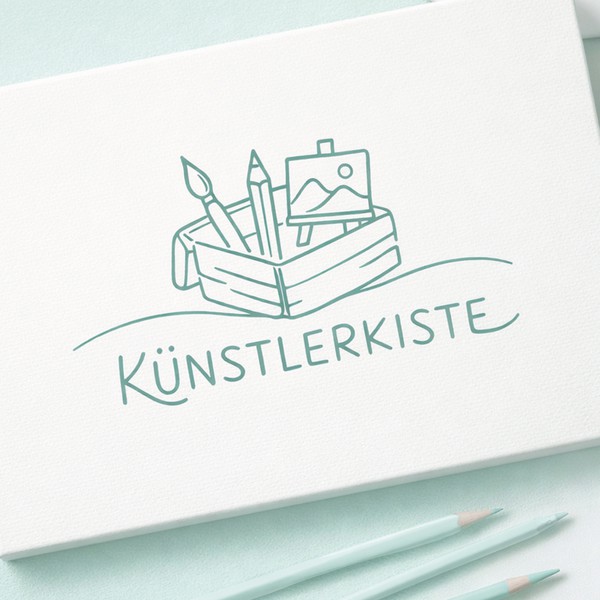 Hand-drawn artist-box — delicate monoline logo for a creative studio