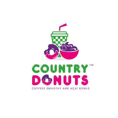 We need a modern exciting logo to encompasses our Name Country Donuts Coffee smoothy bowls Design réalisé par M.G. designs