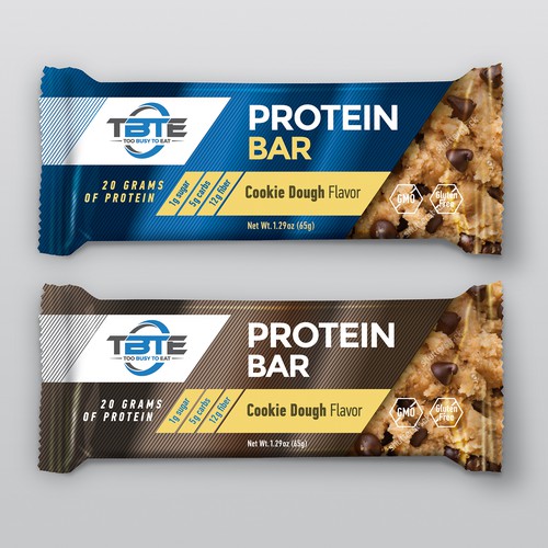 Design a unique protein bar wrapper for Too Busy To Eat Design von onkuliits