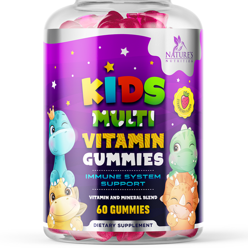 Tasty Kids Multivitamin Gummies Product Label for Nature's Nutrition Design by ZAKIGRAPH ®