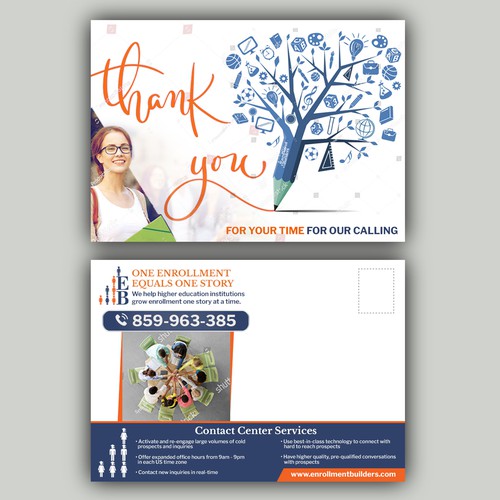 Design a thank you card for us to send to clients using our ad creative as inspiration Design by allMarv