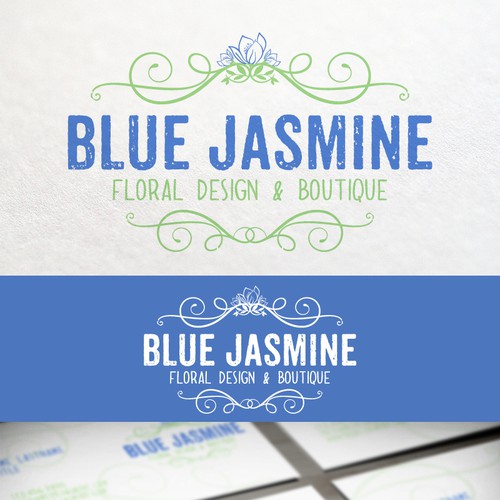 LOGO & BUSINESS CARD DESIGN FOR BLUE JASMINE LLC FLORAL DESIGN AND BOUTIQUE Design by Cit