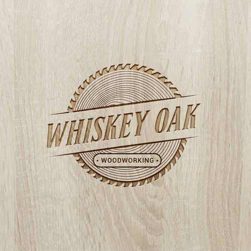 Powerful, vintage, whiskey inspired logo for woodworking company-ontwerp door Umetnick