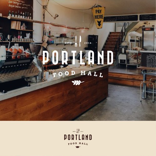 Portland Food Hall Logo & Outdoor Signage Design by Francesc Alex