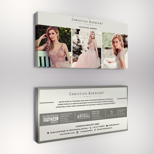 Flyer design for evening dress label needed to invite our customers to Exhibitions Design by Luigi Mazz