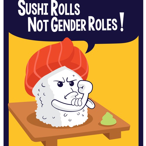 Sushi Rolls Not Gender Roles Sushi Lover Gift For Gender Equality Sticker  by Basti