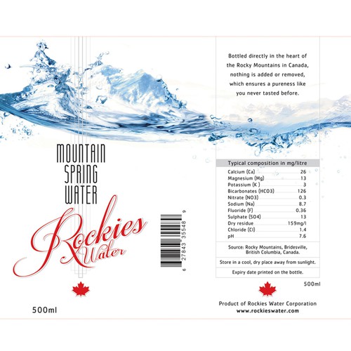label for new Canadian Mountain Spring Water Design by Outside-the-box