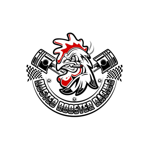 Rooster smoking a cigar looking over his shoulder. Black & white. Design by Freshinnet