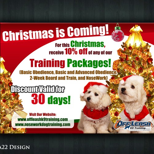 Holiday Ad for Off-Leash K9 Training Design by Vania22