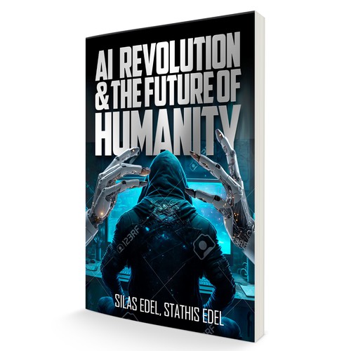 Futuristic AI Book Cover - AI vs Humans/Dark Design by TRIWIDYATMAKA
