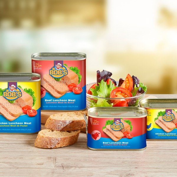 New colourful design for our Bob' s luncheon meat Chicken and Beef