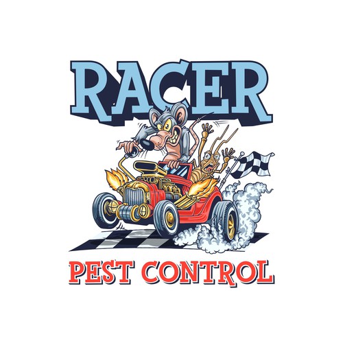 Design a cartoonish "Racing Pest at finish line" to promote our new pest control company Design by Hadeboga Studio