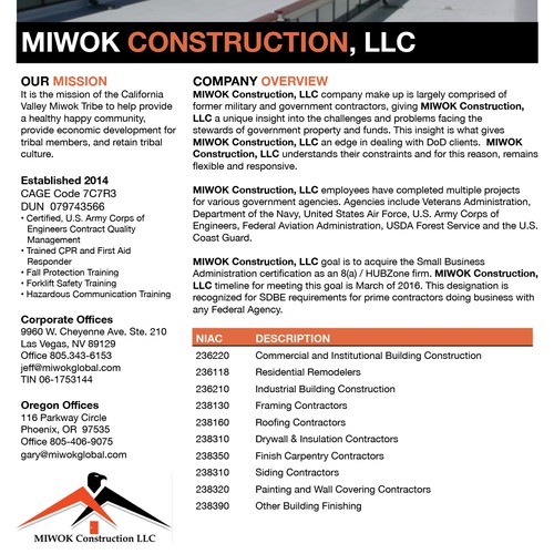 Construction Company Capability Statement Design Postcard, flyer or