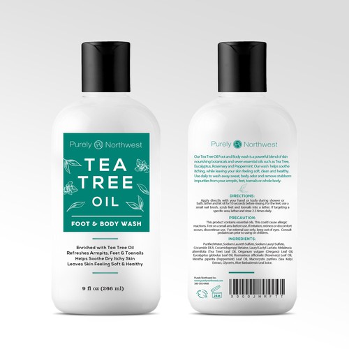 Design Updated Tea Tree Body Wash Label di bow wow wow