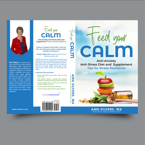 Captivating Yet Calm Book Cover for Stress Relief thru Nutrition Concept Design by Yna