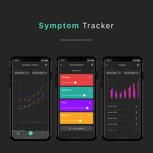 Design a beautiful, professional UI for a Symptom Tracker app Design by doggolz