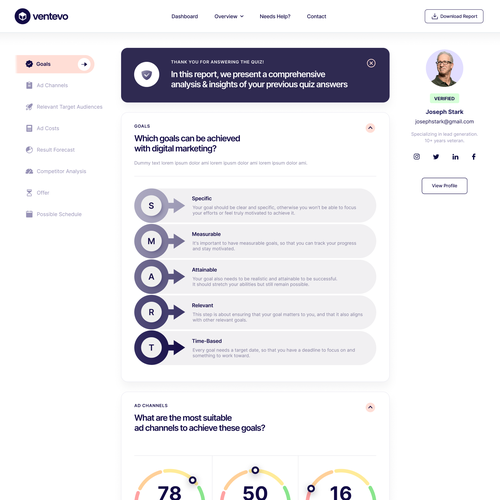 One Page Digital Marketing Report Design by RFNco
