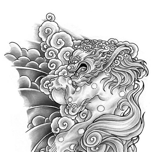asiatisches S/W-Tattoo /  black&white tattoo asian style Design by INKSPITJUNKIE