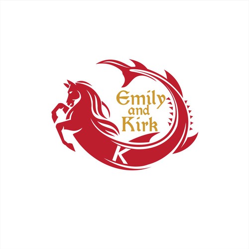 Emily and Kirk Wedding Logo Horse Fish Design by GA19