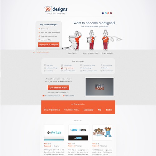 99designs Homepage Redesign Contest Réalisé par nabeeh