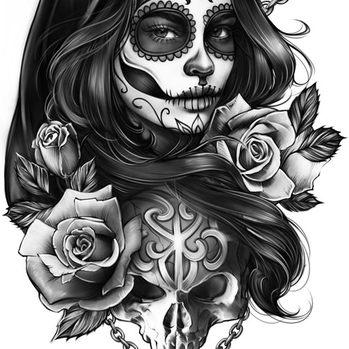 realistic sugar skull tattoos