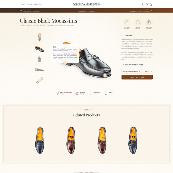 Mocassinis eCommerce store
