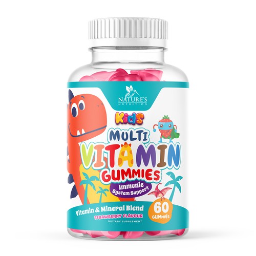 Tasty Kids Multivitamin Gummies Product Label for Nature's Nutrition Design by Designer_John