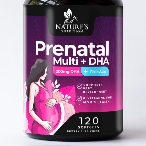 コンペ「Prenatal Vitamins Label Design needed for Nature's Nutrition」のデザイン by R O S H I Nさん 