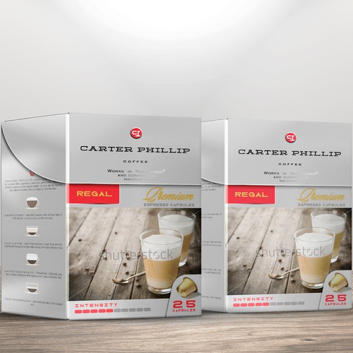 Design an espresso coffee box package. Modern, international, exclusive. Design by bcra